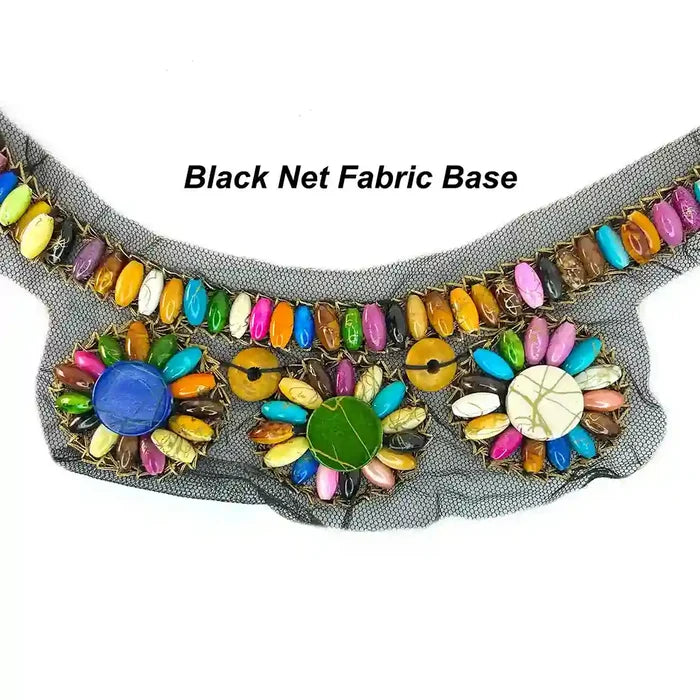 Boho Multicolor Wood Beaded Round Neckline