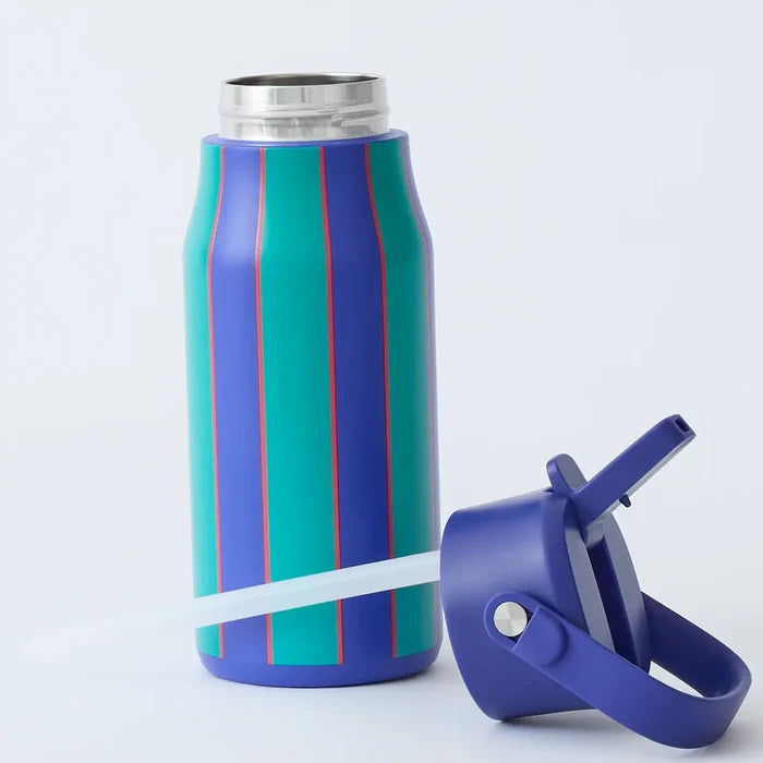 Kindred Bravely - Cool Kid Water Bottle in Navy and Green Stripe