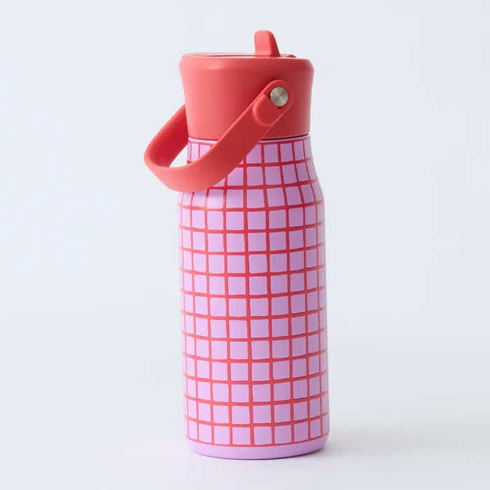 Kindred Bravely - Cool Kid Water Bottle in Orchid Check