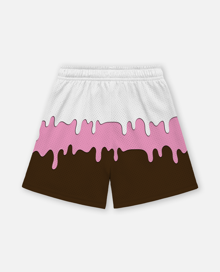 titan battlegear shorts with a unique ice cream design on a white background