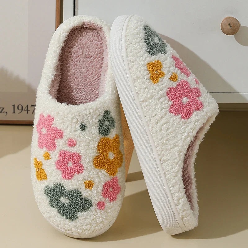 Women’s Cozy Floral Non-Slip Plush Slippers
