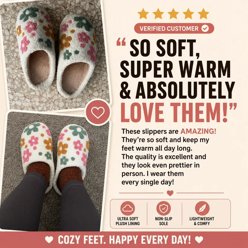 Women’s Cozy Floral Non-Slip Plush Slippers