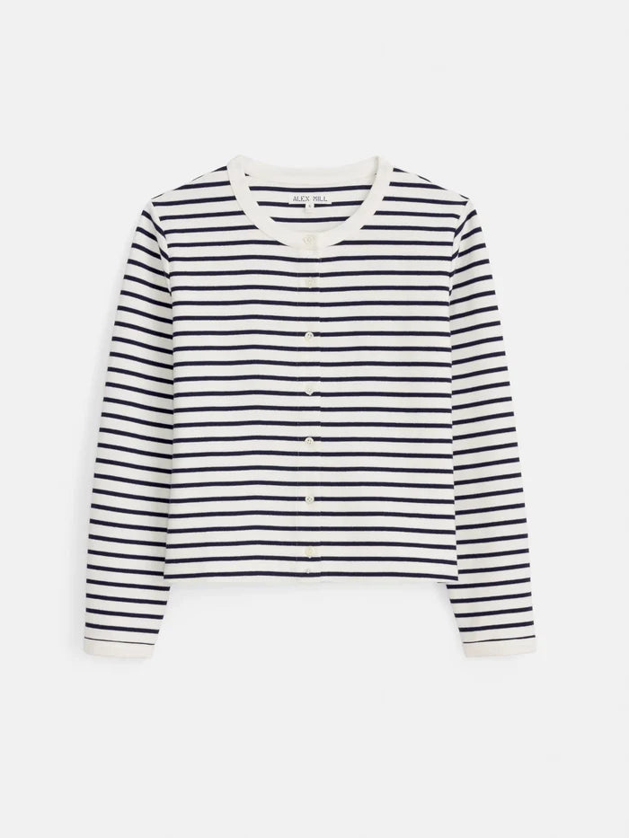 Alex Mill – Coco Sport Striped Cardigan in Ivory and Navy