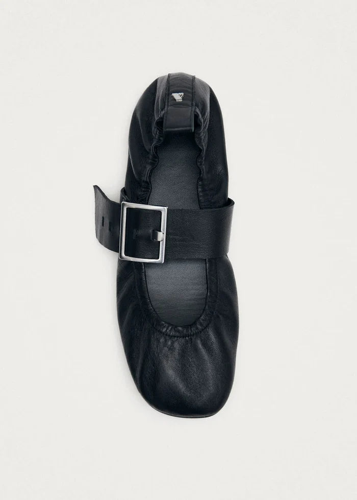 ALOHAS - Sarea Black Leather Ballet Flats