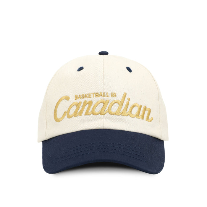 Made in Canada 100% Cotton Basketball is Canadian Hat Navy and Natural - Province of Canada