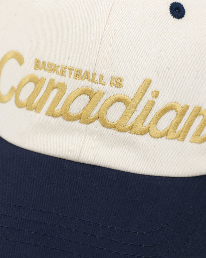 Made in Canada 100% Cotton Basketball is Canadian Hat Navy and Natural - Province of Canada
