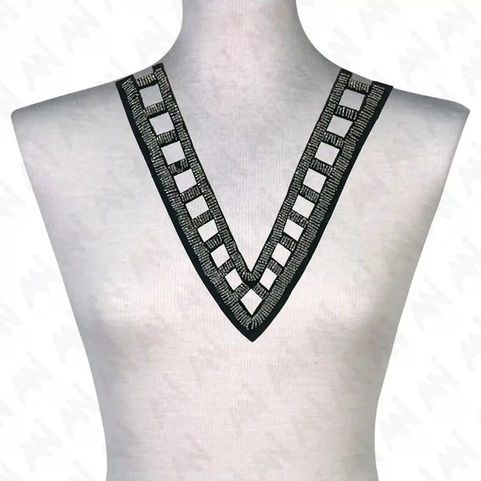 Beaded V-Neckline Applique