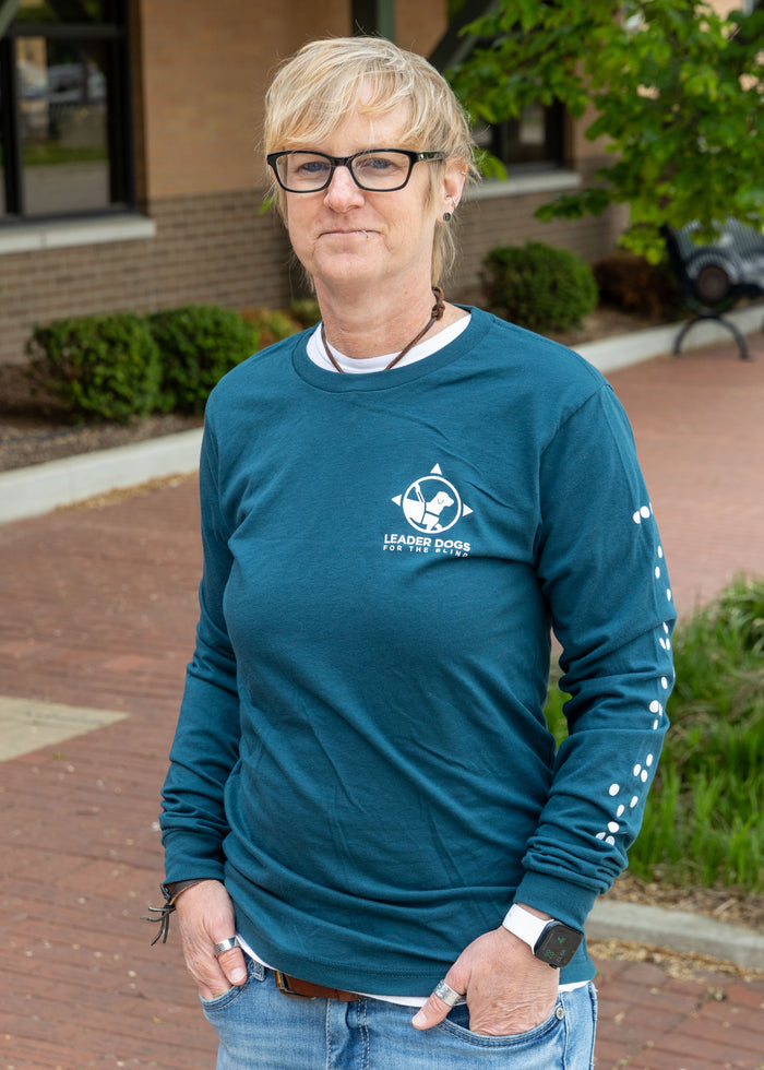 Braille Logo Tee - Long Sleeve, Atlantic Blue