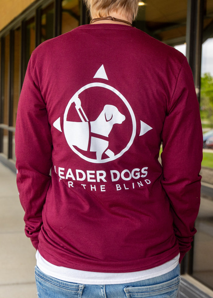 Braille Logo Tee - Long Sleeve, Maroon