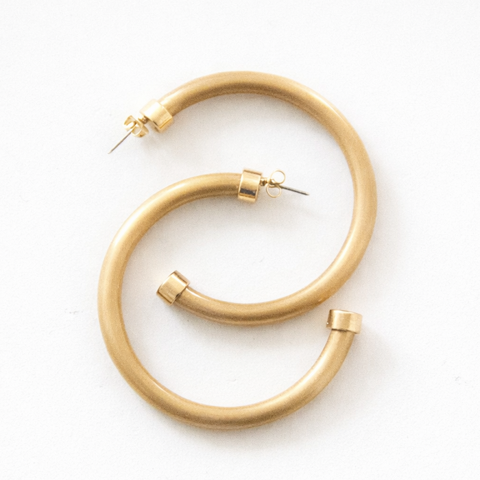 Brushed Gold Hoop Earrings