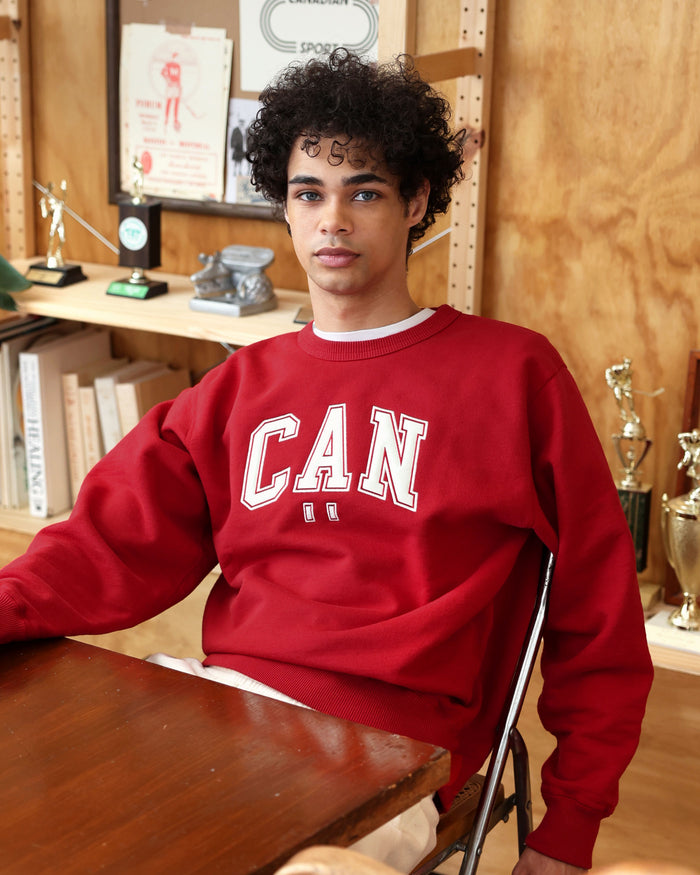 100% Cotton Fleece CAN Sweatshirt Red - Unisex - Province of Canada