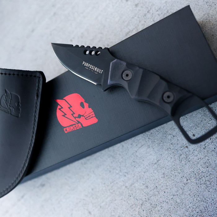 Iron Wolf automatic folding pocket knife by Crimson in black ops finish, main product view