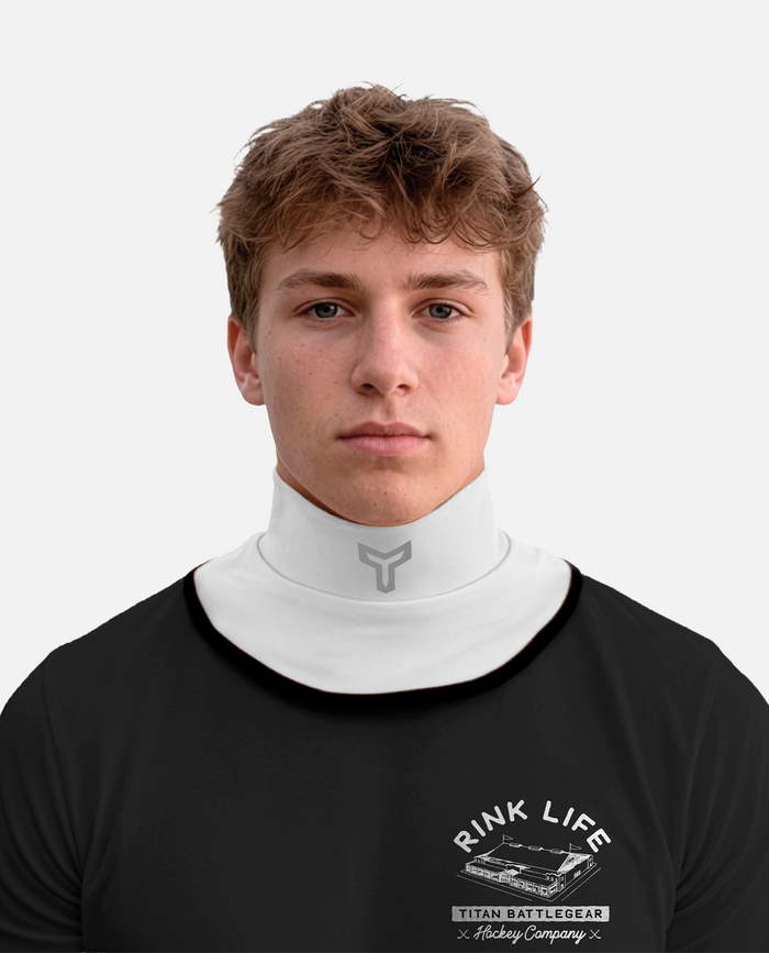 white hockey neck guard titan battlegear