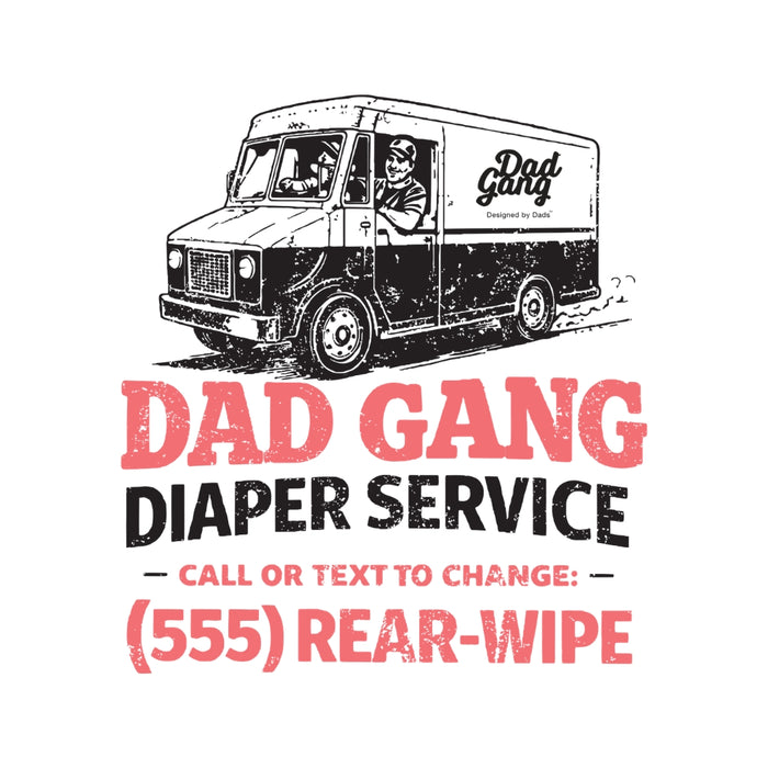 Diaper Service graphic tee by Dad Gang in white, additional product view of the garment