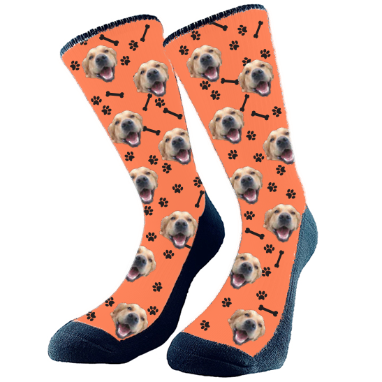 Custom Dog Socks with Bones and Paw Prints, personalized socks, face socks, pet socks, dog socks, pets