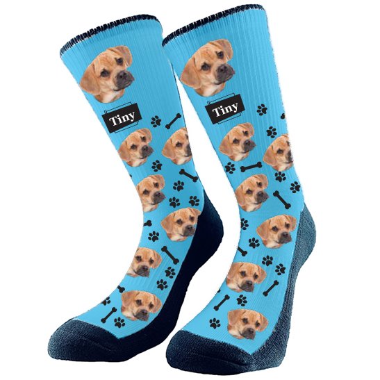 Dog Socks to keep them with you all day. You select the design and customize it and we will make it for you.