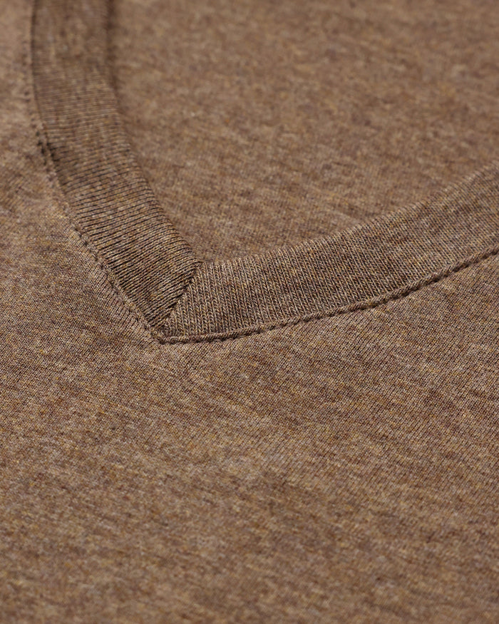 Made in Canada Friday V-Neck Tee Heather Brown 100% Organic Cotton - Province of Canada