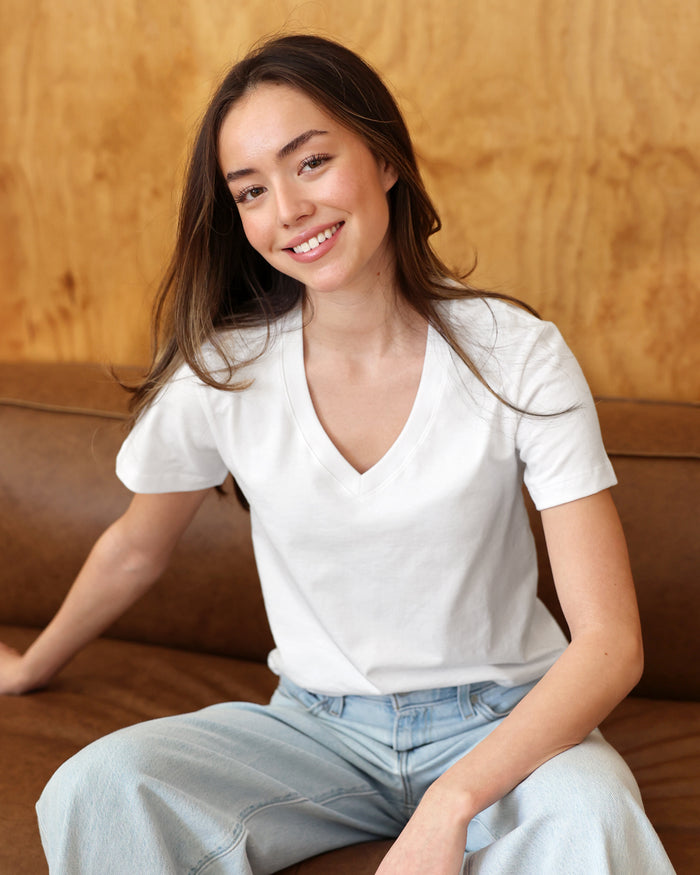 Made in Canada  Friday V-Neck Tee White - Province of Canada