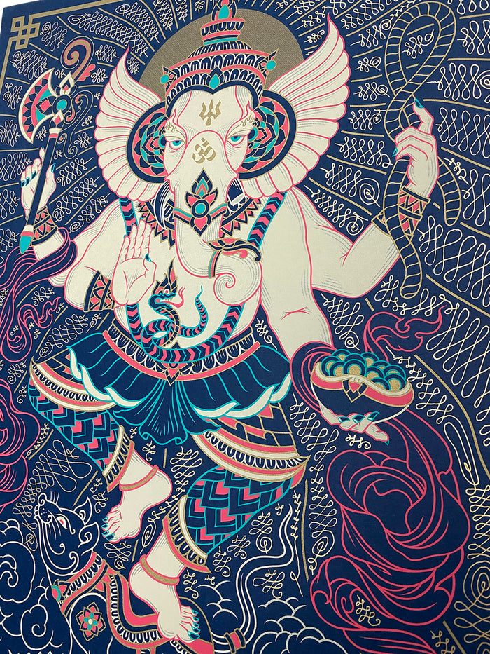 'Ganesha' Hand Embellished Screen-print - 3 Variants