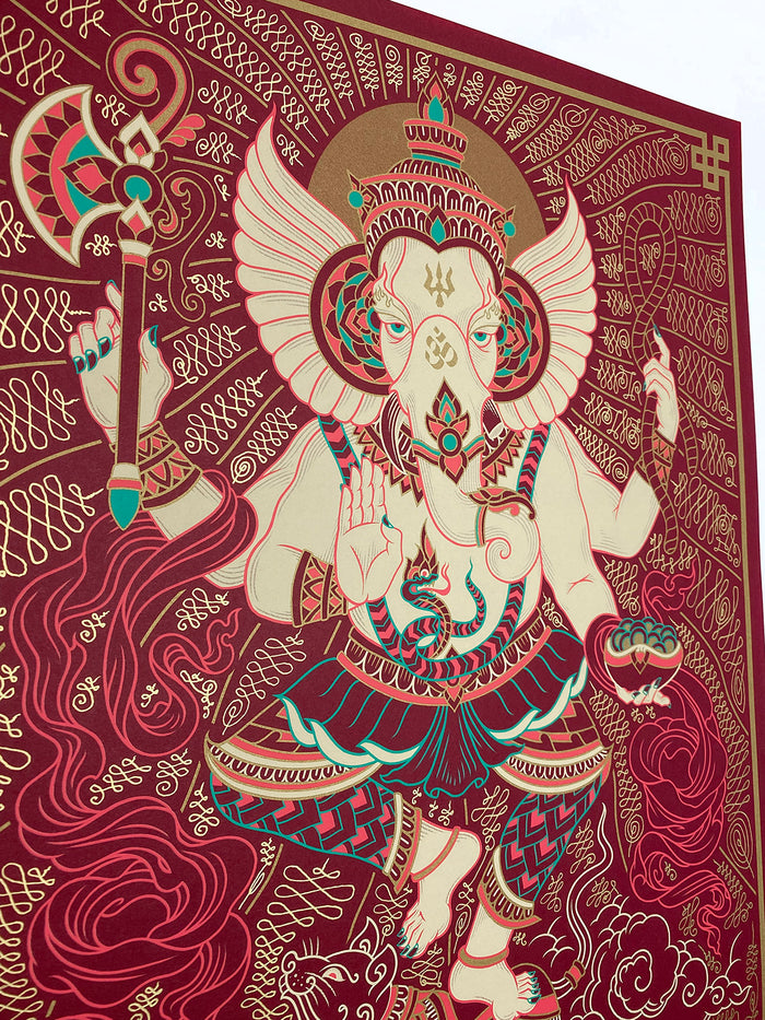 'Ganesha' Hand Embellished Screen-print - 3 Variants
