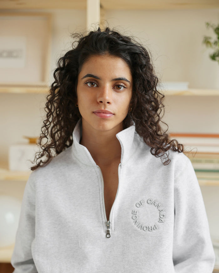 Made in Canada Half Zip Fleece Sweatshirt Cloud - Unisex - Province of Canada