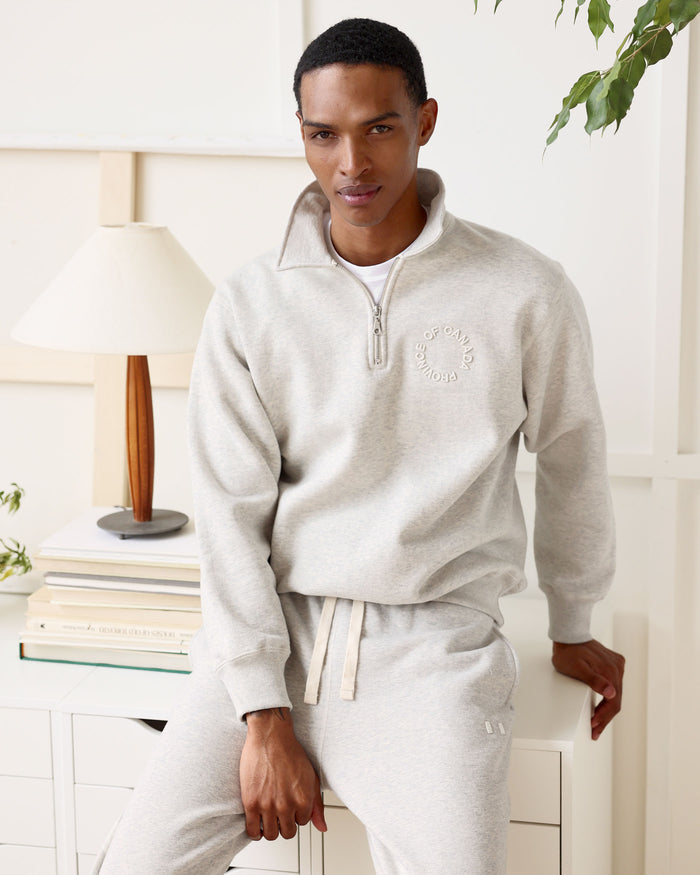 Made in Canada Half Zip Fleece Sweatshirt Eggshell - Unisex - Province of Canada