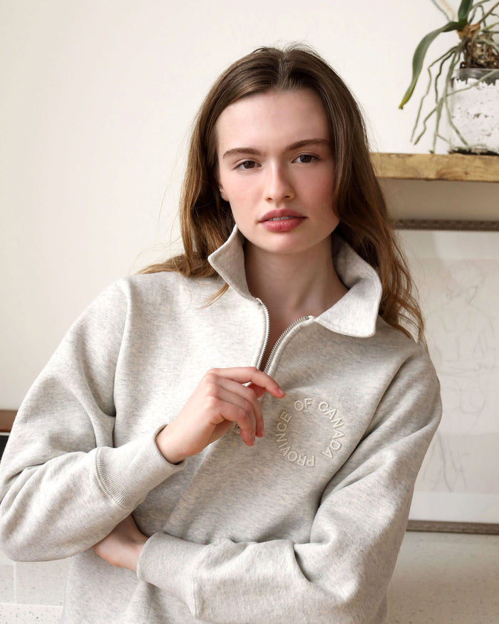 Made in Canada Half Zip Fleece Sweatshirt Eggshell - Unisex - Province of Canada
