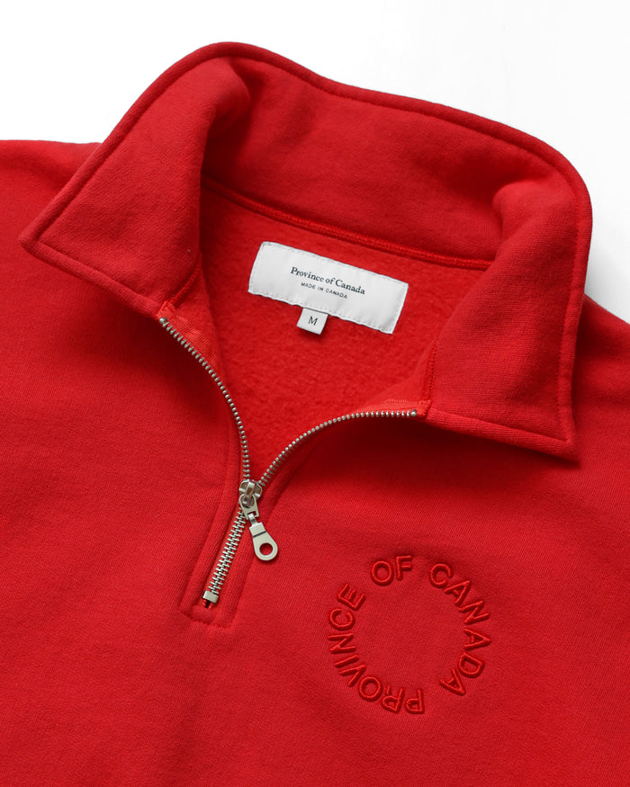 Made in Canada Half Zip Fleece Sweatshirt Red - Unisex - Province of Canada