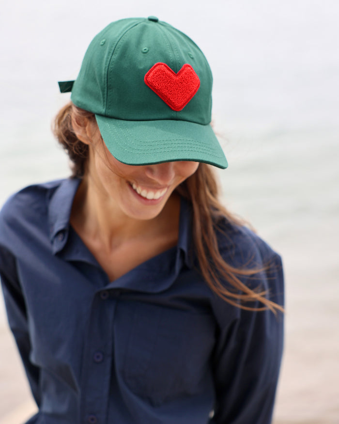 Made in Canada 100% Cotton Heart Baseball Hat Forest Green - Province of Canada