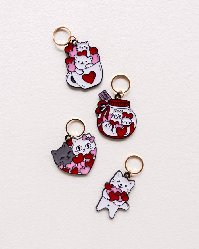 Heart Cats Stitch Markers