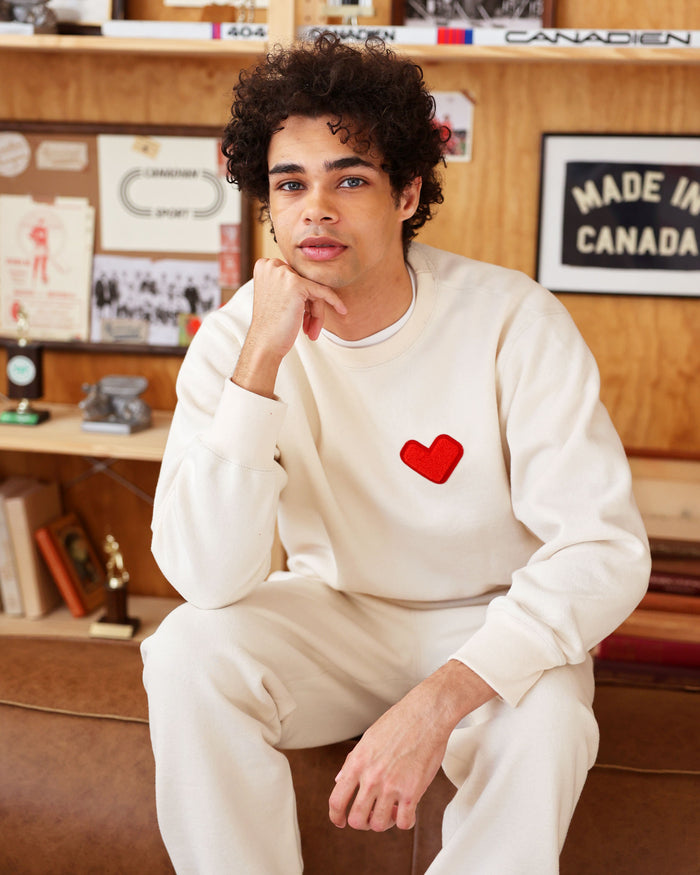 Made in Canada Heart Sweatshirt Cream - Unisex - Province of Canada