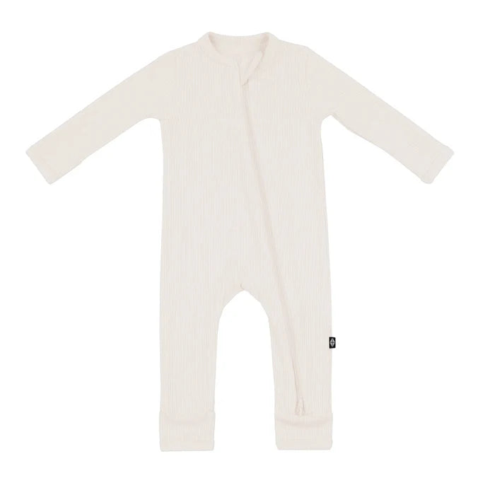 Kyte Baby - Ribbed Zipper Romper in Oat
