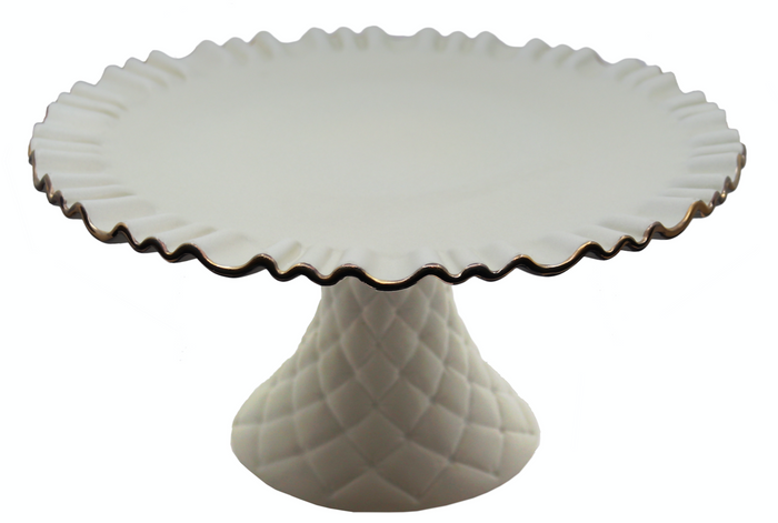 Light Gray Ruffle Cake Plate