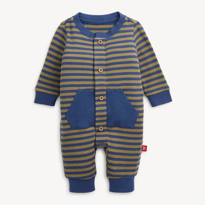 Magnetic Me - Waffle Green Stripe Romper