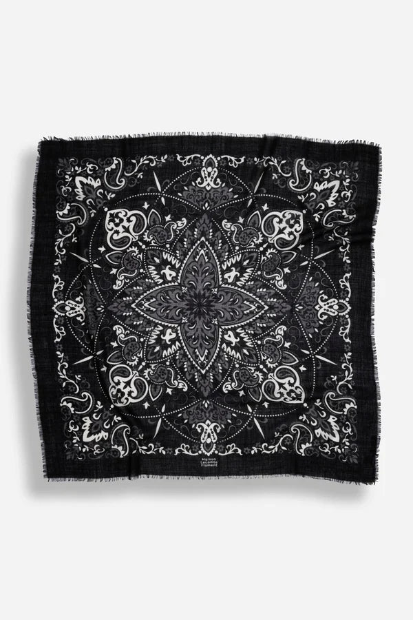 Maison Lecomte Flament – Wool Silk Blend Bandana in Black