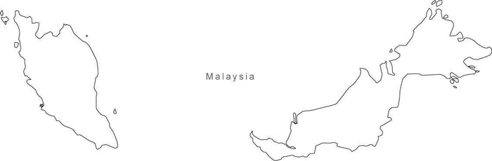 Digital Black & White Malaysia map in Adobe Illustrator EPS vector format