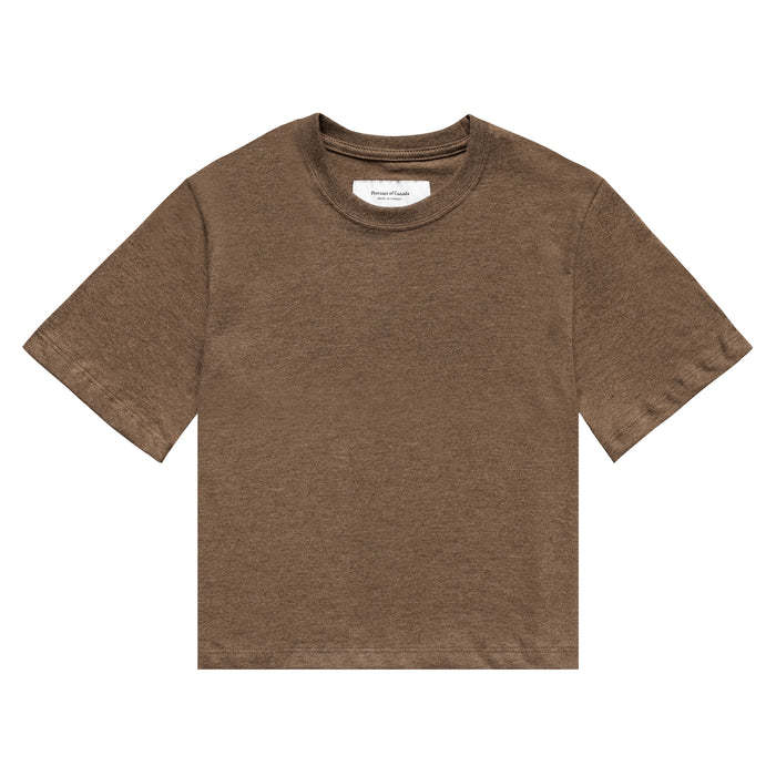 Made in Canada 100% Organic Cotton Monday Crop Tee Heather Brown - Unisex - Province of Canada
