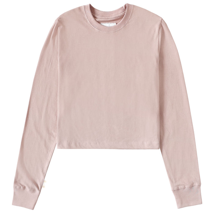 Made in Canada 100% Organic Cotton Monday Long Sleeve Crop Top Dusk Dirty Pink Champagne - province of canada