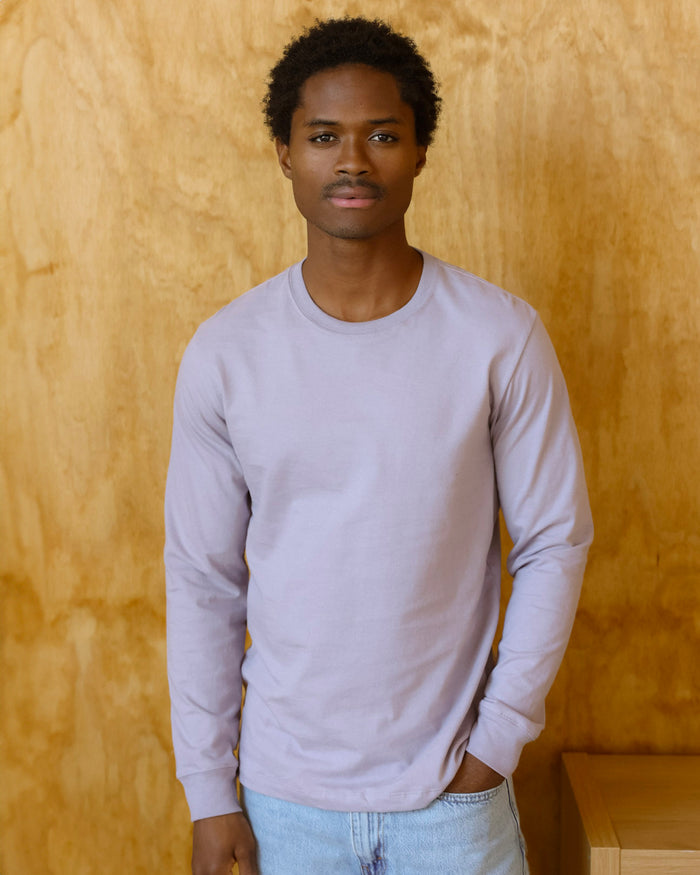 Made in Canada 100% Certified Organic Cotton Monday Long Sleeve Tee Mauve Lavender Purple - Province of Canada