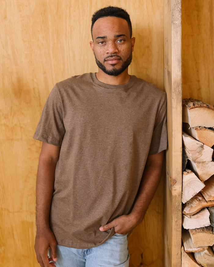 Made in Canada 100% Organic Cotton Monday Tee Heather Brown - Unisex - Province of Canada