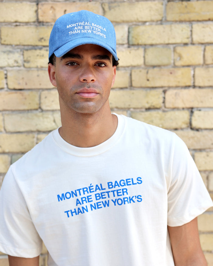 Made in Canada 100% Cotton Denim Montreal Bagels Baseball Hat Blue Light Wash - Province of Canada