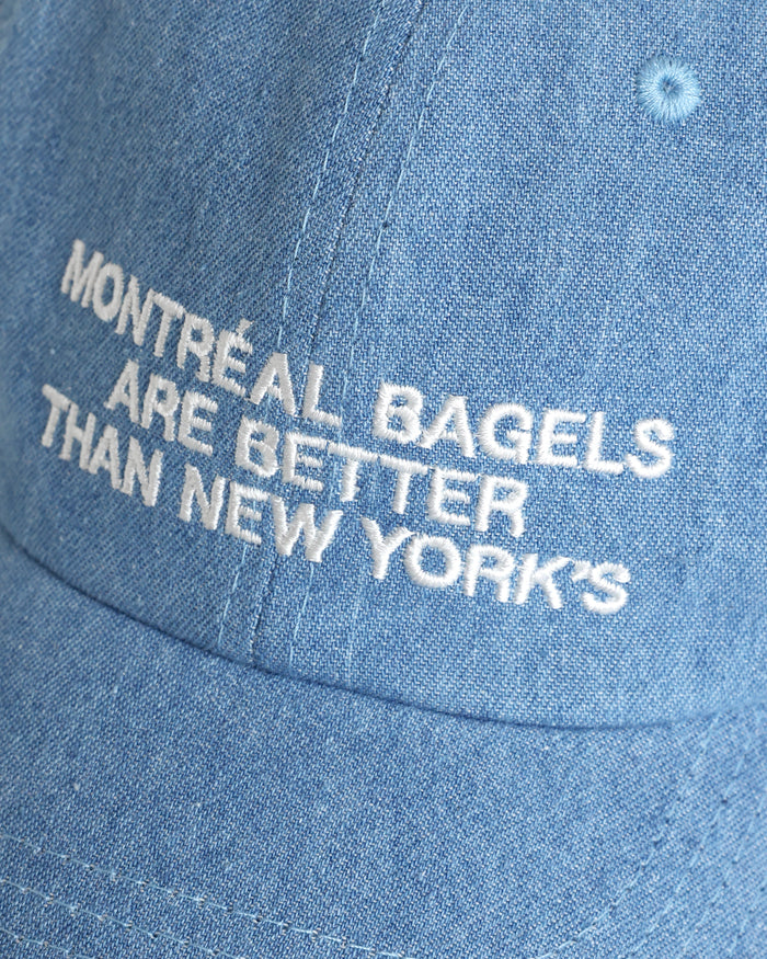 Made in Canada 100% Cotton Denim Montreal Bagels Baseball Hat Blue Light Wash - Province of Canada