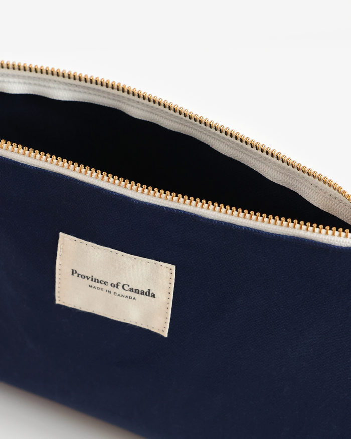 Made in Canada 100% Cotton Navy Blue Makeup Cord Organizer Pouch - Province of Canada