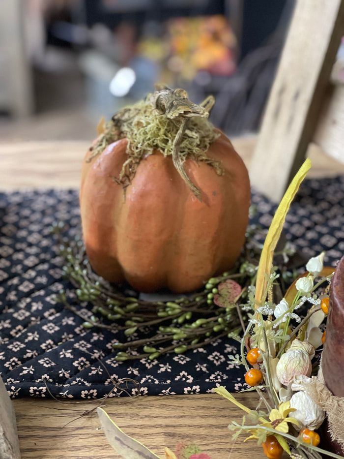 Papier Mache Beeswax Dipped Pumpkin - Small