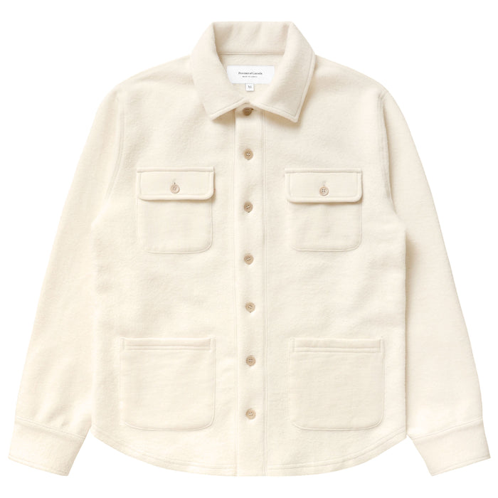 Made in Canada 100% Cotton Reverse Fleece Overshirt Light-Jacket Cream - Unisex - Province of Canada