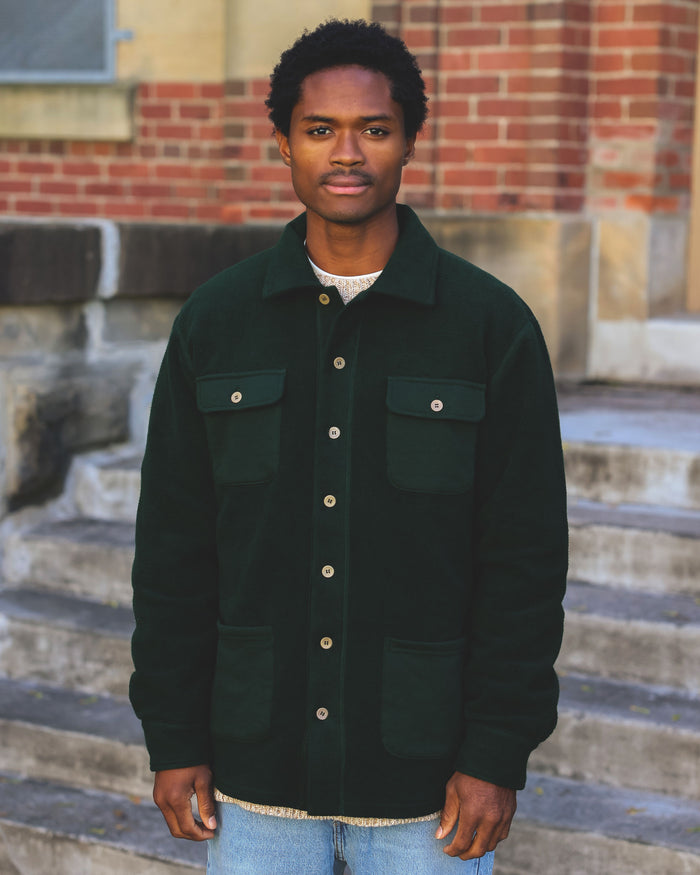 Made in Canada 100% Cotton Reverse Fleece Overshirt Light-Jacket Forest - Unisex - Province of Canada