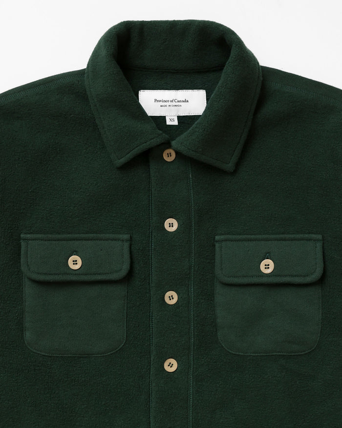 Made in Canada 100% Cotton Reverse Fleece Overshirt Light-Jacket Forest - Unisex - Province of Canada