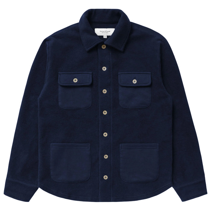 Made in Canada 100% Cotton Reverse Fleece Overshirt Light-Jacket Navy - Unisex - Province of Canada