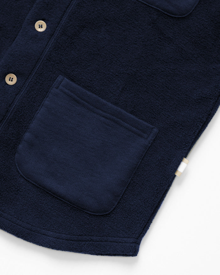 Made in Canada 100% Cotton Reverse Fleece Overshirt Light-Jacket Navy - Unisex - Province of Canada