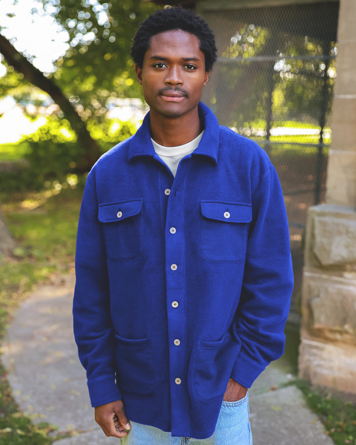 Reverse Fleece Overshirt Royal - Unisex - Made in Canada - Province of Canada